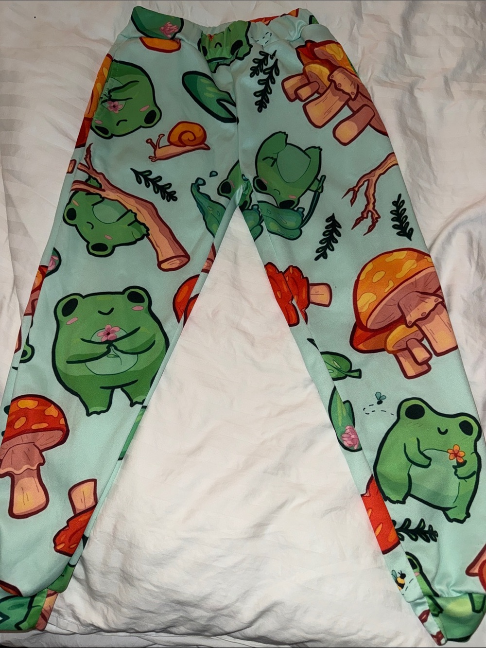 Kids Frog & Mushroom Pajama Pants - Light Aqua